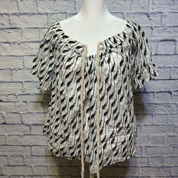 Bailey/44 Anthro Juniper Monkey Print Rope Tie Halter Top Breathable Blouse XS - Picture 2 of 13